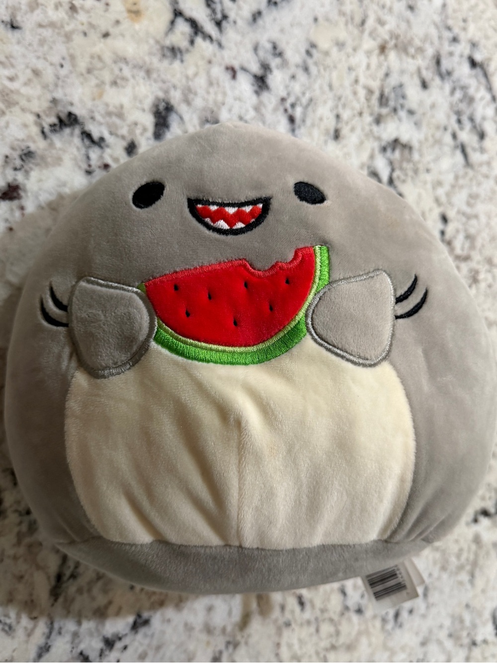 Squishmallow Gordon Shark with Watermelon Soft Summer Fun Plush Gray 8”